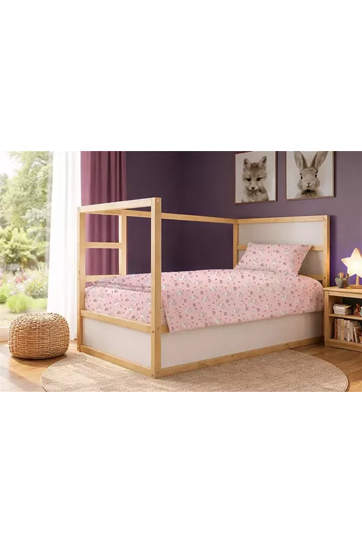 Παπλωματοθήκη Εμπριμέ kids Rabbit Garden 585 160X240 Pink 100% Cotton