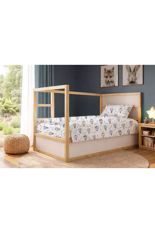 Παπλωματοθήκη Εμπριμέ kids The Floating Zoo 596 160X240 White-Blue 100% Cotton