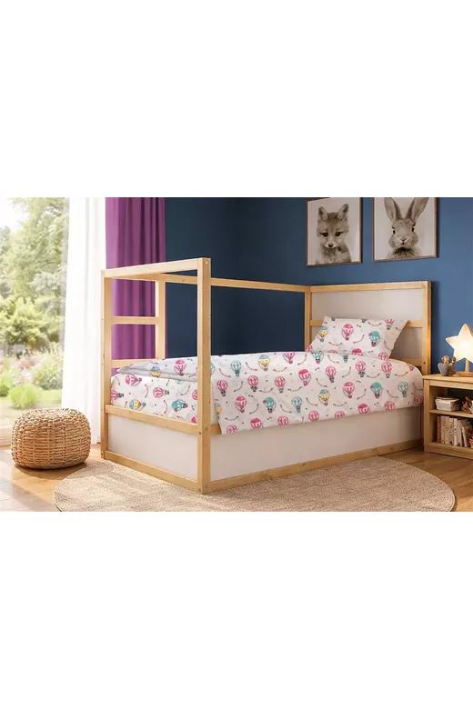 Σεντόνια Εμπριμέ Σετ 2 τεμ kids The Floating Zoo 597 160X240 White-Pink 100% Cotton