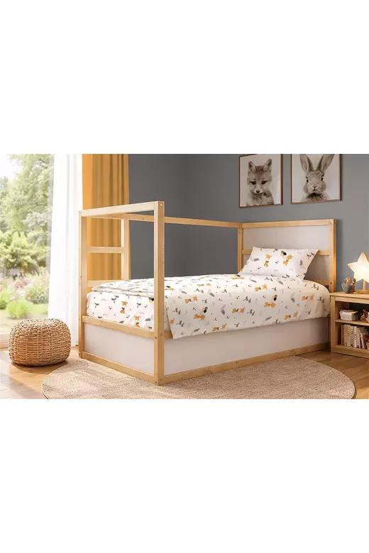 Σεντόνια Εμπριμέ Σετ 2 τεμ kids Giraffe 599 160X240 White-Orange 100% Cotton
