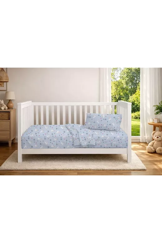 Κατωσέντονο Με Λάστιχο bebe Rabbit Garden 584 0,70X1,40X0,15 Sky Blue 100% Cotton