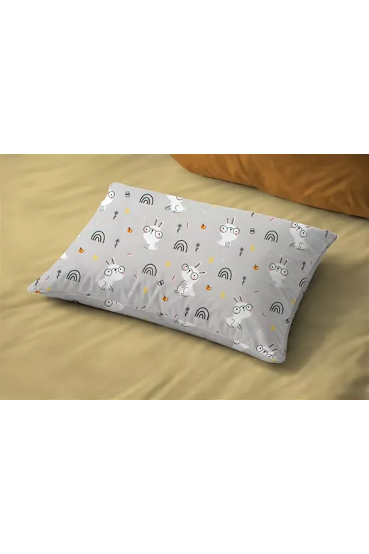 Μαξιλαροθήκη Εμπριμέ kids Rabbit Garden 586 50X70 Grey 100% Cotton