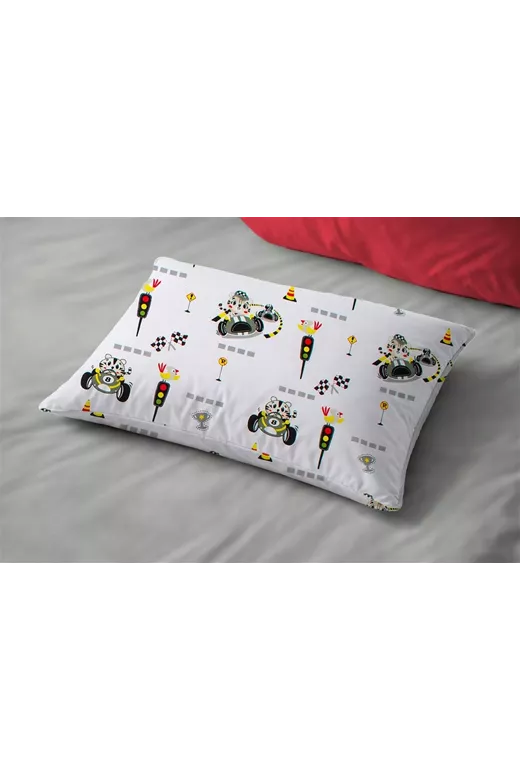 Μαξιλαροθήκη Εμπριμέ kids Animal Grand Prix 590 50X70 White-Olive 100% Cotton