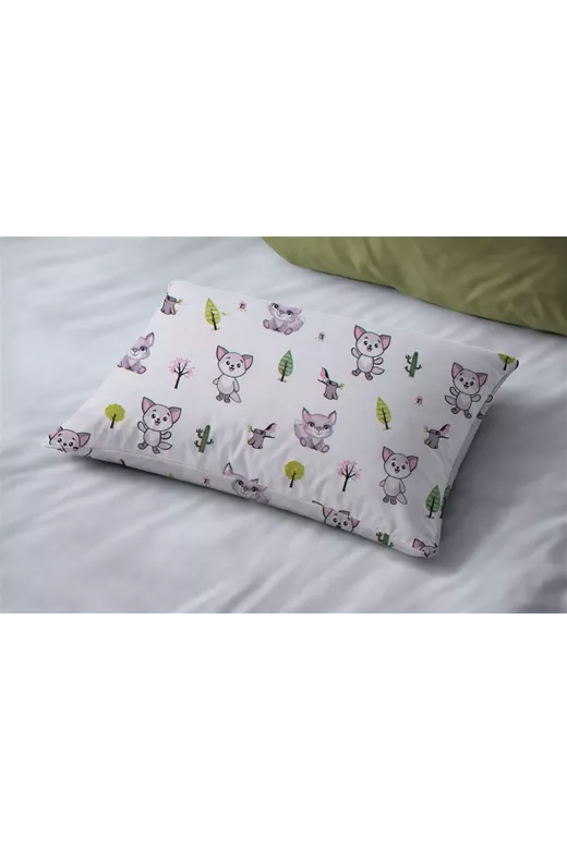 Μαξιλαροθήκη Εμπριμέ kids Baby Foxes 594 50X70 White-Pastel Lilac 100% Cotton