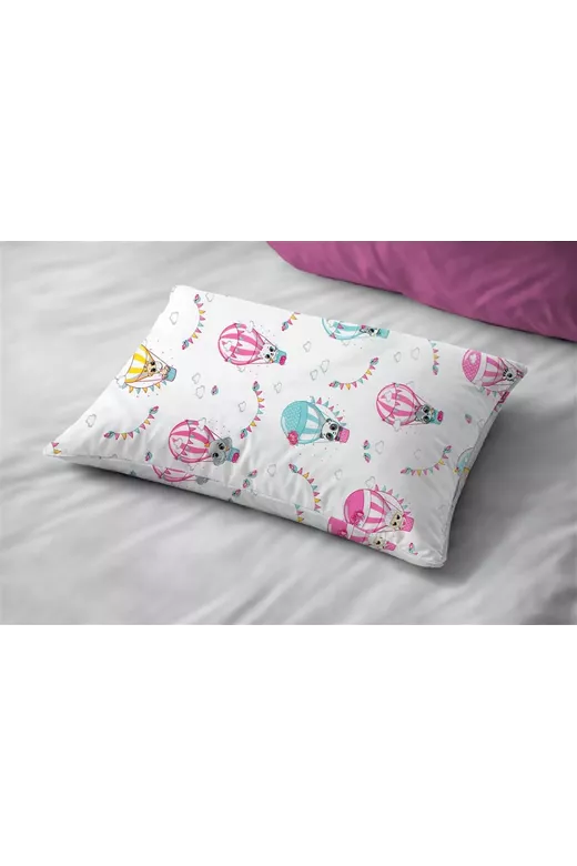 Μαξιλαροθήκη Εμπριμέ kids The Floating Zoo 597 50X70 White-Pink 100% Cotton