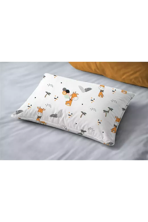 Μαξιλαροθήκη Εμπριμέ kids Giraffe 599 50X70 White-Orange 100% Cotton