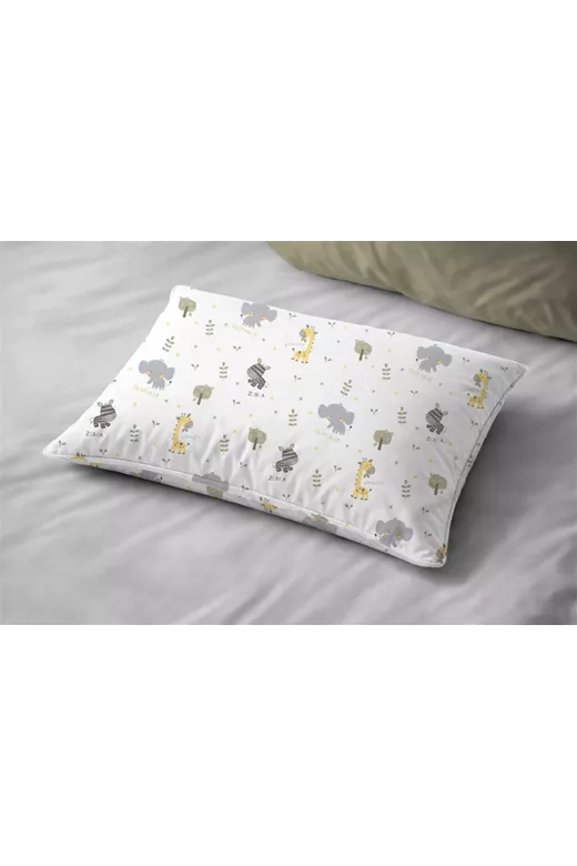 Μαξιλαροθήκη Εμπριμέ kids Happy Safari 713 50X70 White-Grey 100% Cotton