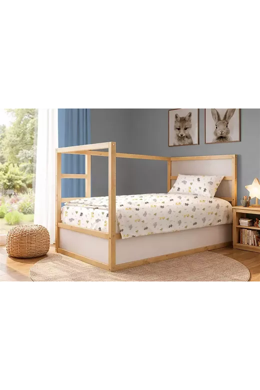 Παπλωματοθήκη Εμπριμέ kids Happy Safari 713 160X240 White-Grey 100% Cotton