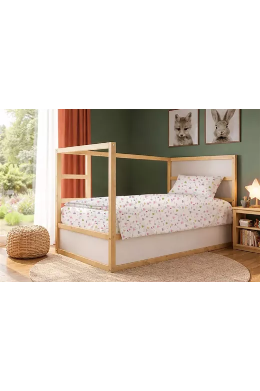 Σεντόνια Εμπριμέ Σετ 2 τεμ kids Whimsical Mountainside 587 160X240 White-Pastel Lilac 100% Cotton