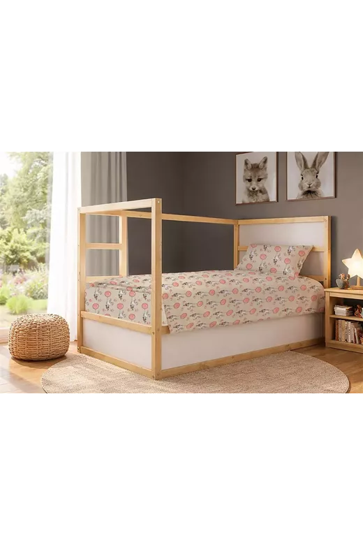 Σεντόνια Εμπριμέ Σετ 2 τεμ kids Floating Bunny 714 160X240 Beige-Salmon 100% Cotton
