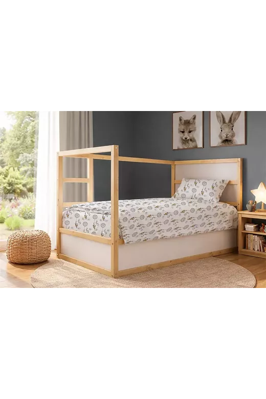 Σεντόνια Εμπριμέ Σετ 3 τεμ kids Floating Bunny 715 160X240 Grey 100% Cotton