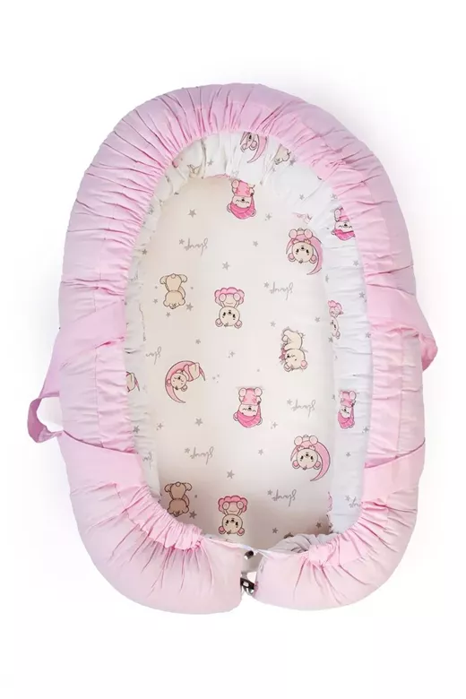 Φωλιά Ύπνου bebe Bear's Nest 04 85x60x15 White-Pink 100% Cotton