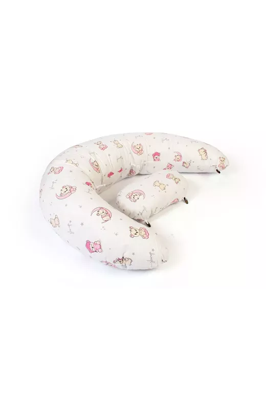Μαξιλάρι Εγκυμοσύνης - Θηλασμού 2 σε 1 bebe Bear's Nest 04 155x35x20 White-Pink 100% Cotton