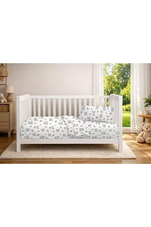 Κατωσέντονο Με Λάστιχο bebe Baby Foxes 595 0,70X1,40X0,15 White-Grey 100% Cotton
