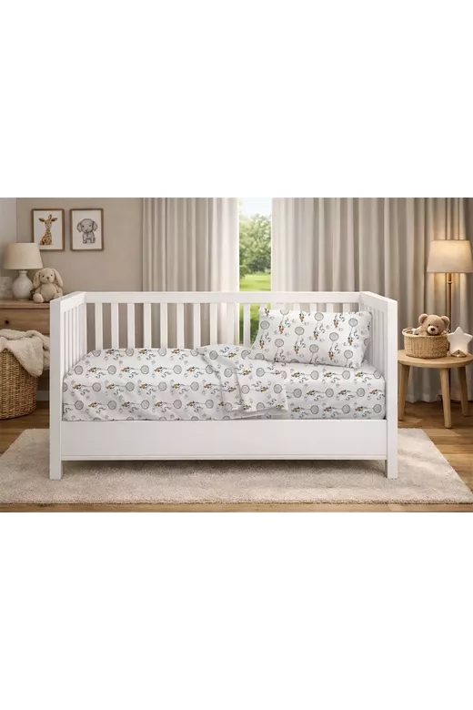 Κατωσέντονο Με Λάστιχο bebe Floating Bunny 715 0,70X1,40X0,15 Grey 100% Cotton