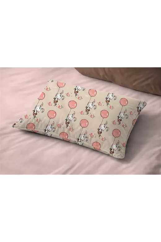 Μαξιλαροθήκη Εμπριμέ kids Floating Bunny 714 50X70 Beige-Salmon 100% Cotton
