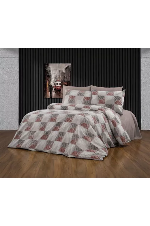 Παπλωματοθήκη Εμπριμέ Κλεοπάτρα 611 160X240 Red-Black 70/30 Cott/Pol