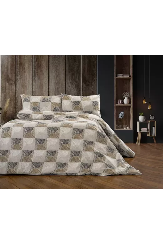 Σεντόνια Εμπριμέ Σετ 4 τεμ Κλεοπάτρα 609 240X270 Beige-Black 70/30 Cott/Pol