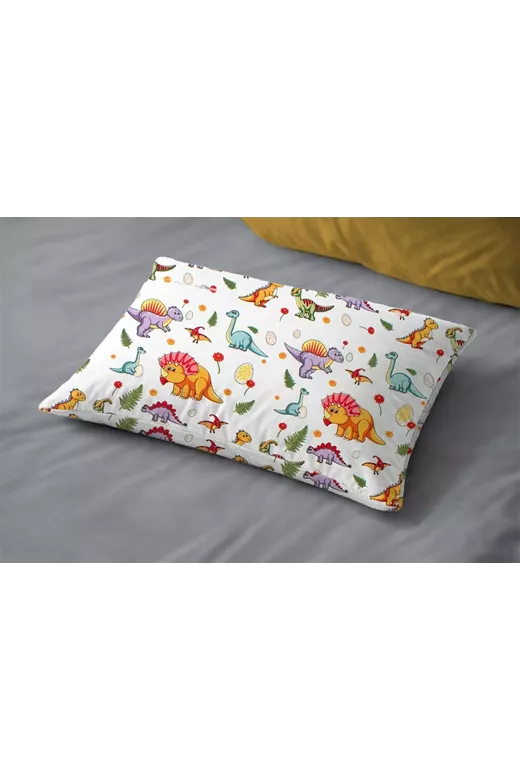Μαξιλαροθήκη Εμπριμέ kids Dinosaur 520 50x70 White-Orange 100% Cotton