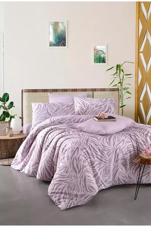 Σετ Σεντόνια Υπέρδιπλα (240x260) Mcdecor Zebra Lila - MCDECOR
