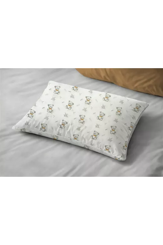 Μαξιλαροθήκη Εμπριμέ kids Newborn Bear 717 50x70 White-Grey 100% Cotton