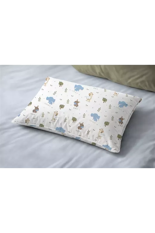 Μαξιλαροθήκη Εμπριμέ kids Happy Safari 711 50X70 White-Sky Blue 100% Cotton
