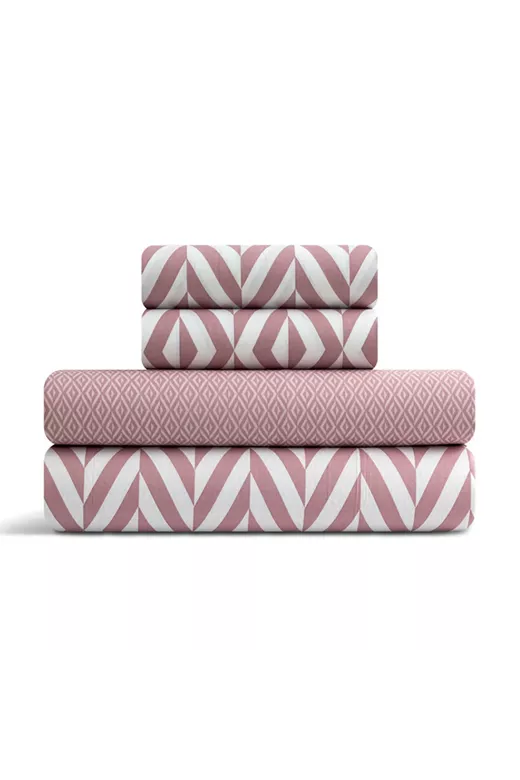 LINO Σετ Παπλωματοθήκη Υπέρδιπλη (220X240) Ikat Dusty Pink
