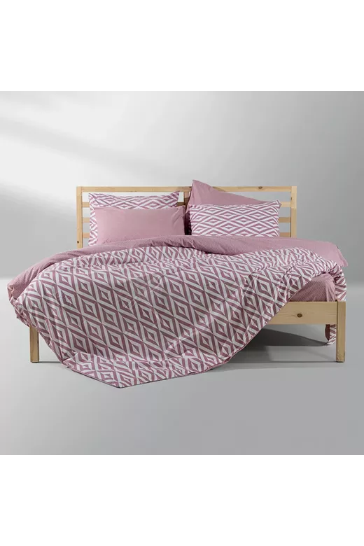 LINO Σετ Παπλωματοθήκη Υπέρδιπλη (220X240) Ikat Dusty Pink