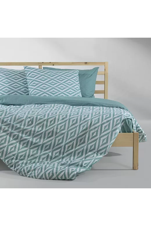 LINO Σετ Παπλωματοθήκη Υπέρδιπλη (220X240) Ikat Μέντα