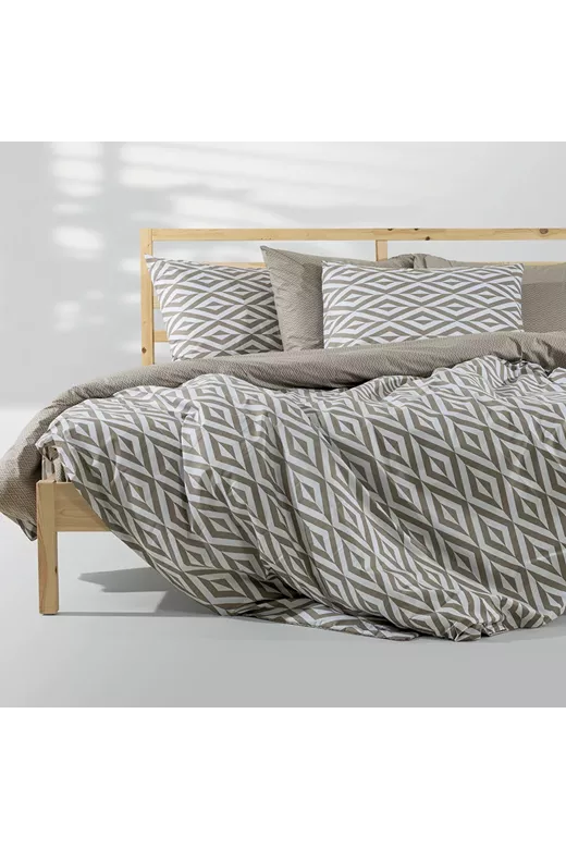 LINO Σετ Παπλωματοθήκη Υπέρδιπλη (220X240) Ikat Μπεζ