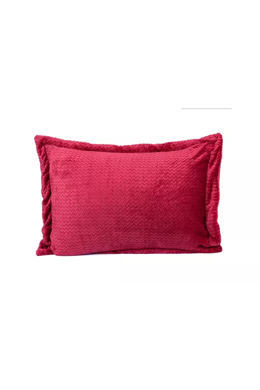 Μαξιλαροθήκη Oxford Flannel Sherpa 50x70 Mcdecor Waves Ruby Red - MCDECOR