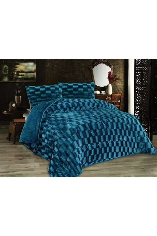 Κουβερτοπάπλωμα με εφέ Fleece 750 gsm 1940 Petrol 220Χ240 100% Polyester