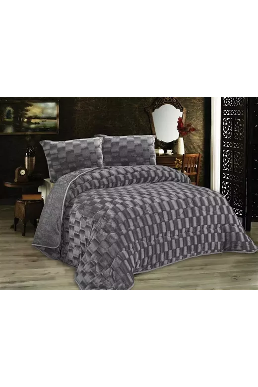 Κουβερτοπάπλωμα με εφέ Fleece 750 gsm 1940 Grey 160X220 100% Polyester