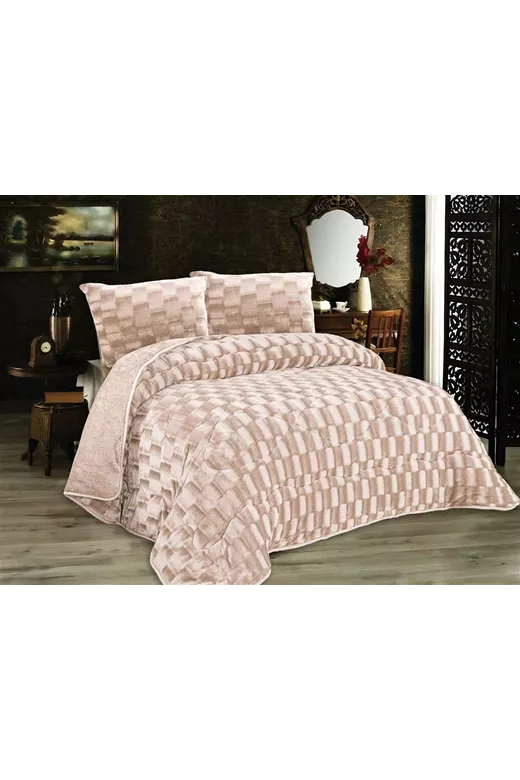 Κουβερτοπάπλωμα με εφέ Fleece 750 gsm 1940 Mocha 220Χ240 100% Polyester