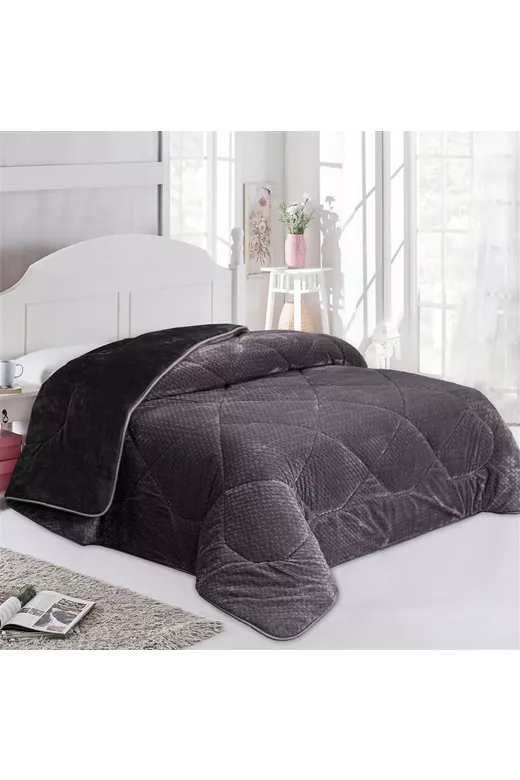 Κουβερτοπάπλωμα Jacquard Waves-Fleece 700 gr/m² 1960 Grey-Black 220x240 100% Polyester