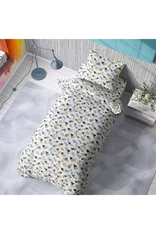 ΠΑΠΛΩΜΑ ΕΜΠΡΙΜΕ kids Hearts 11 160X240 Grey-Green Cotton 100%