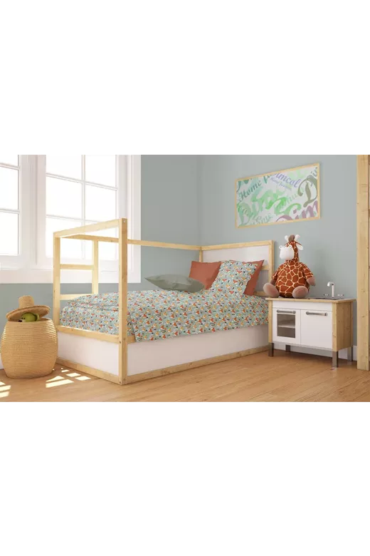 Πάπλωμα Εμπριμέ bebe Fox 528 120X160 Pale Cyan 100% Cotton