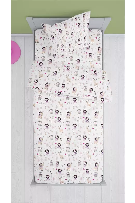 ΠΑΠΛΩΜΑ ΕΜΠΡΙΜΕ kids Lily & Deer 179 160X240 White-Pink Cotton 100%