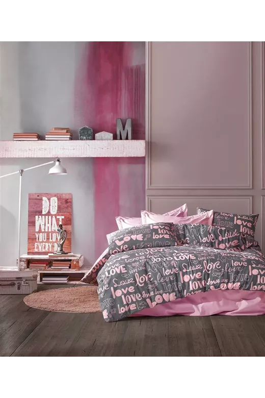 ΠΑΠΛΩΜΑ ΕΜΠΡΙΜΕ Αγάπη 299 220X240 Grey-Lila 70/30 Cott/Pol