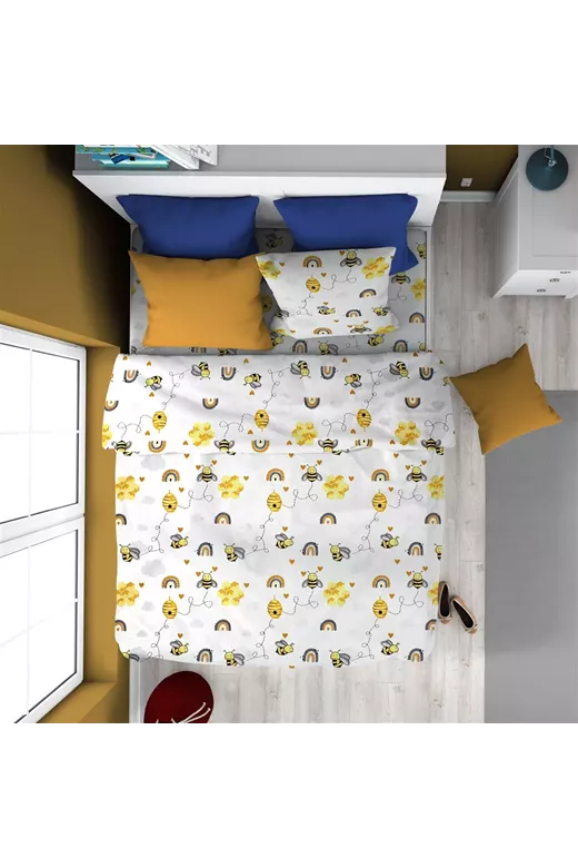 ΠΑΠΛΩΜΑ ΕΜΠΡΙΜΕ kids Honey Bee 545 160X240 White-Yellow 100% Cotton