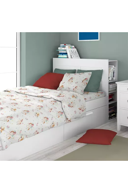 ΠΑΠΛΩΜΑ ΕΜΠΡΙΜΕ kids Unicorn 209 160X240 White-Salmon Cotton 100%