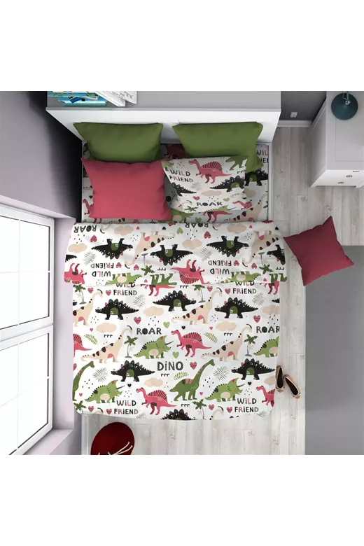 ΠΑΠΛΩΜΑ ΕΜΠΡΙΜΕ kids Dinosaur 518 160X240 Multi-Colour 100% Cotton