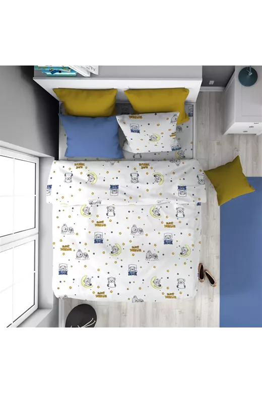 ΠΑΠΛΩΜΑ ΕΜΠΡΙΜΕ kids Sweet Dreams 554 160X240 White-Sky Blue 100% Cotton