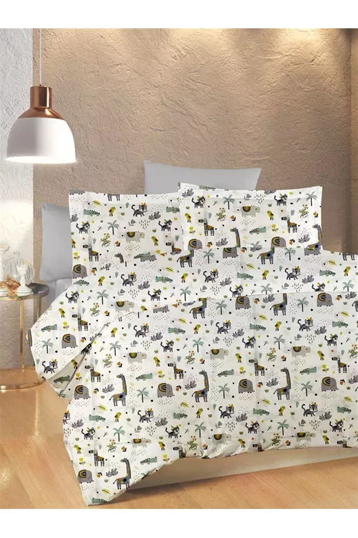 ΠΑΠΛΩΜΑ ΕΜΠΡΙΜΕ kids Zoo 557 160X240 White-Grey 100% Cotton