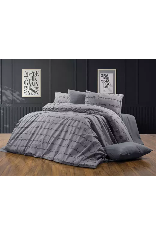 Πάπλωμα Εμπριμέ Αρίσβη 472 220X240 Grey 70/30 Cott/Pol
