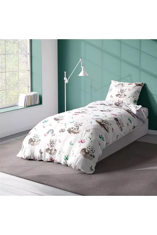 Πάπλωμα Εμπριμέ kids Kitten 560 160X240 Petrol 100% Cotton