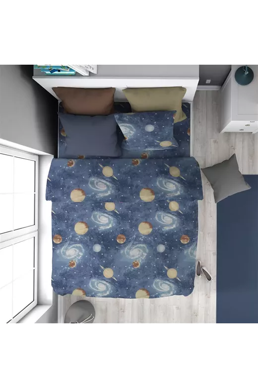 Πάπλωμα Εμπριμέ kids Milky Way 185 160X240 Blue 100% Cotton