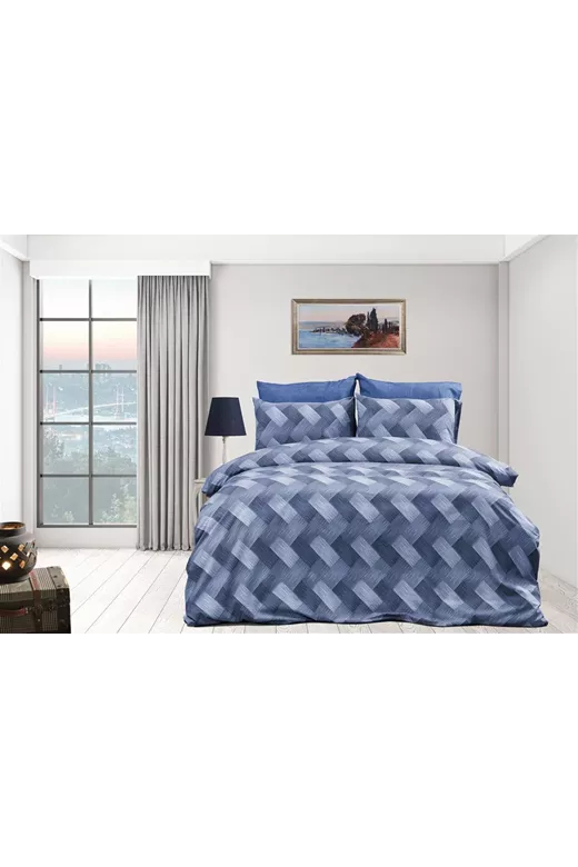 Πάπλωμα Εμπριμέ Αλκμήνη 454 220X240 Blue 70/30 Cott/Pol