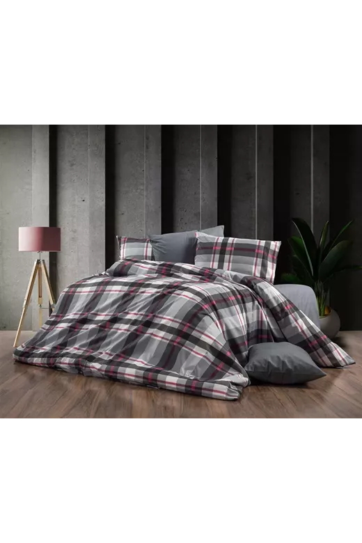 Πάπλωμα Εμπριμέ Εκάβη 424 160X240 Grey-Bordeaux 70/30 Cott/Pol