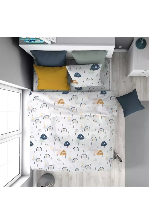 Πάπλωμα Εμπριμέ kids Rainbow 574 160X240 White-Blue 100% Cotton